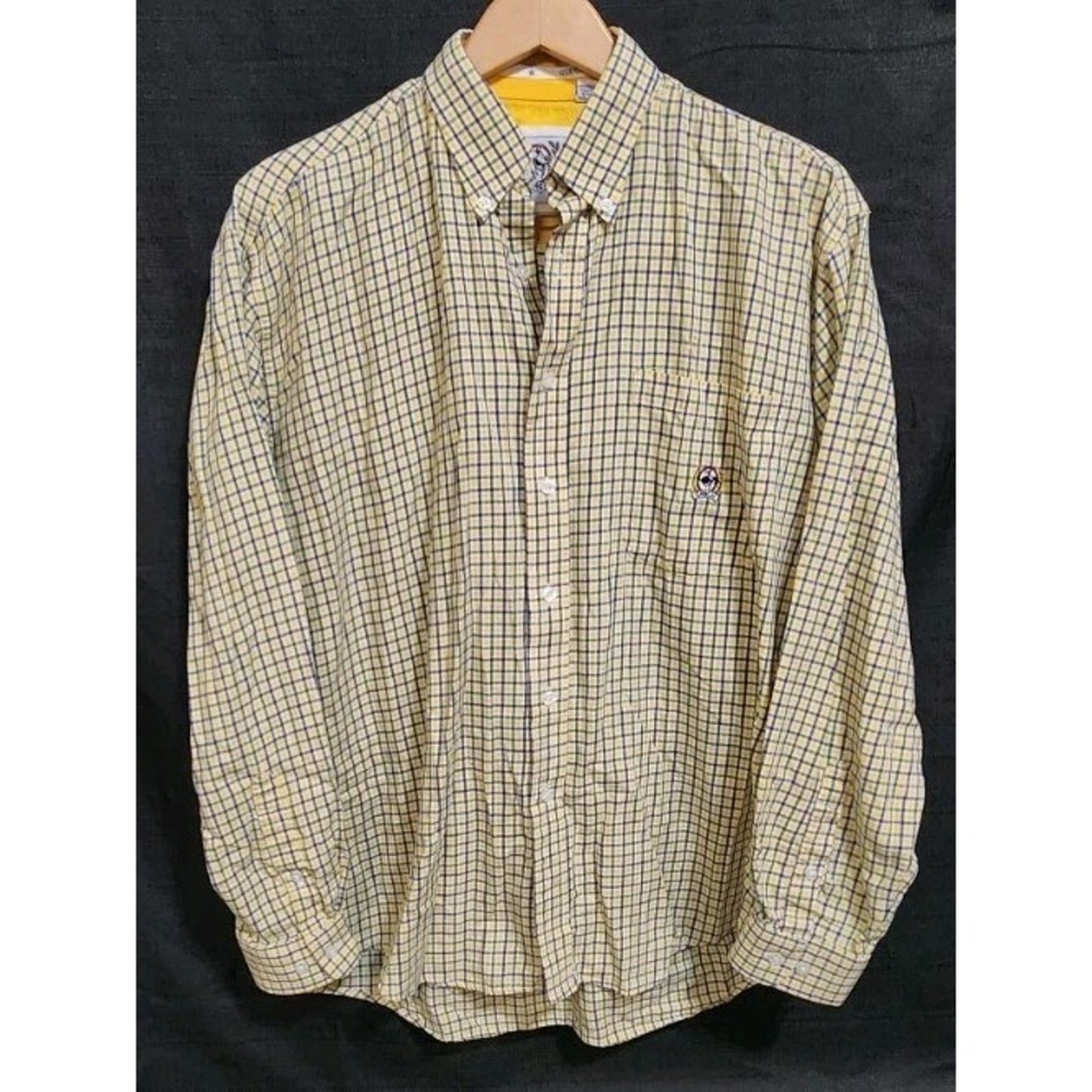 Men's Cinch Yellow Flannel‎ Button Up Long Sleeve Shirt 100% Cotton Sz M Rodeo